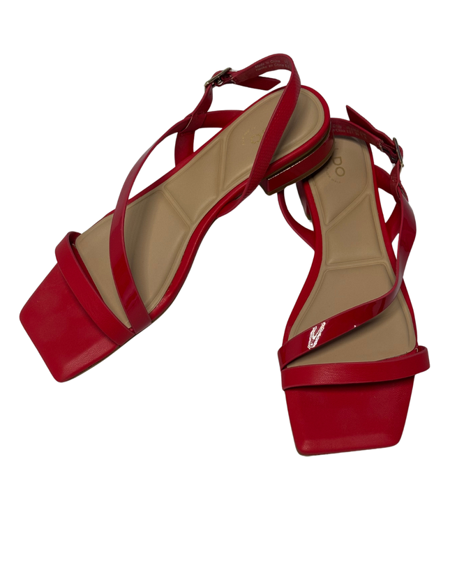 Aldo Red Lilian Strappy Square Toe Low Heel Sandals | With Box