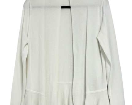 Massimo Dutti White Peplum Open-Front Knit Cardigan