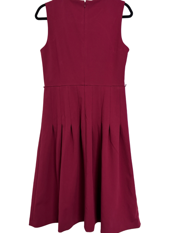 Calvin Klein Burgundy Sleeveless Pleated Fit and Flare Dress