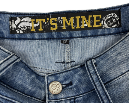 It's Mine Faded Blue Denim Bodycon Mini Skirt - M | Waist: 28"
