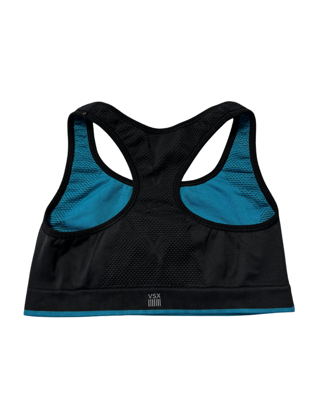 VSX Black and Teal Performance Racerback Sports Bra