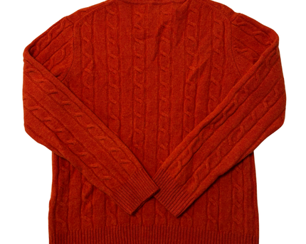 Gant Orange Fine Lambswool Cable Knit Crew Neck Sweater