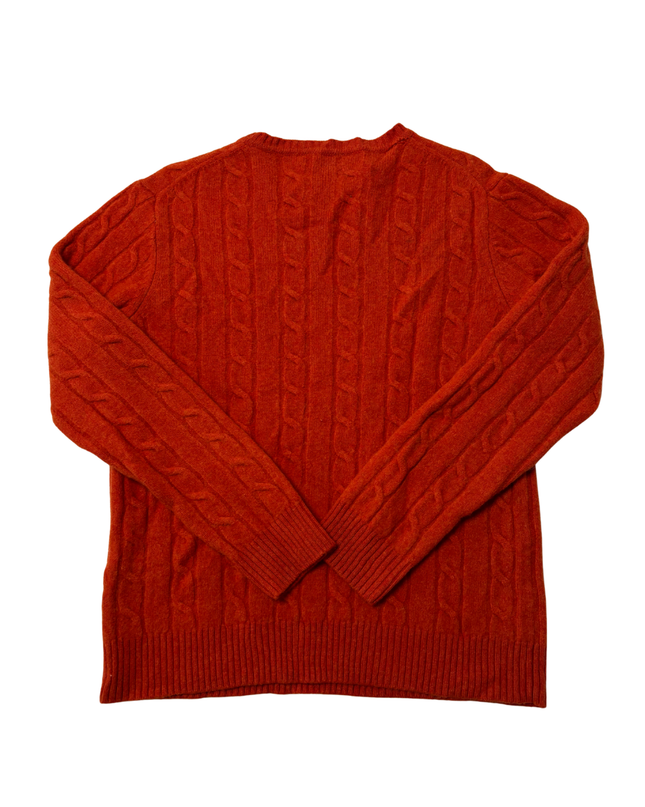 Gant Orange Fine Lambswool Cable Knit Crew Neck Sweater