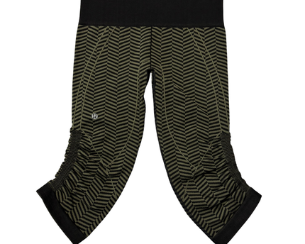 Lululemon Green and Black Chevron Cropped Ruched Leggings
