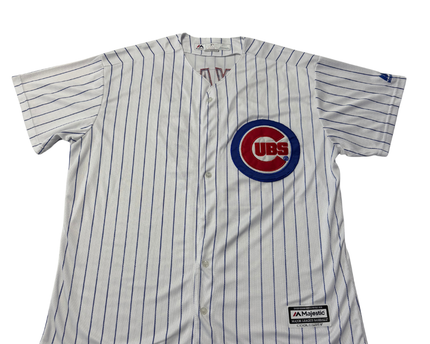 Majestic White Chicago Cubs Kris Bryant #17 Pinstripe Baseball Jersey
