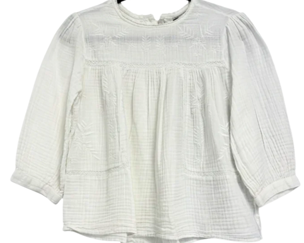 Monoprix Femme White Embroidered Double Gauze Blouse