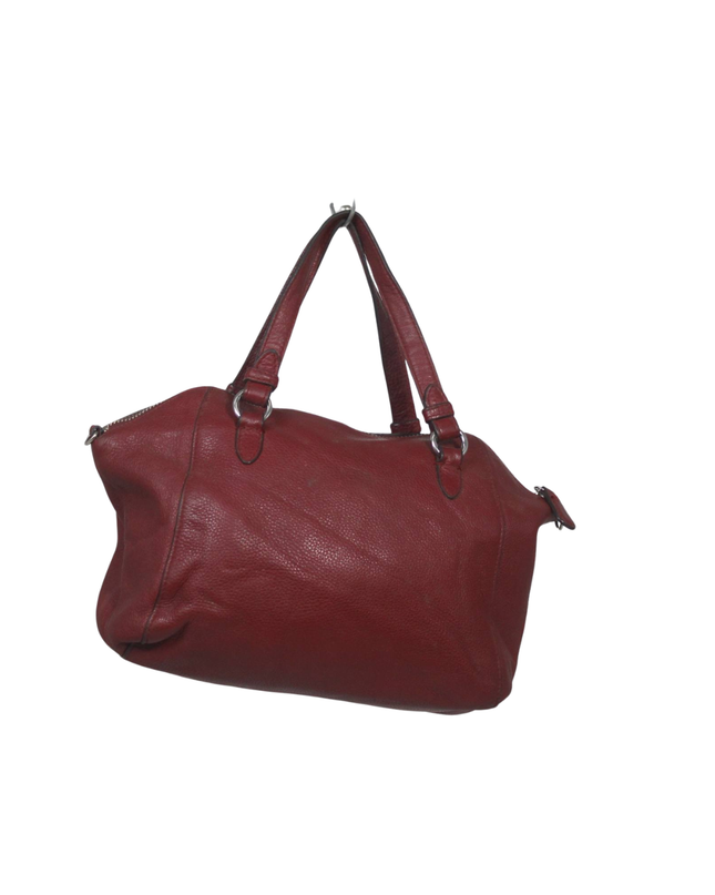 Coach Red Pebbled Leather Satchel Handbag