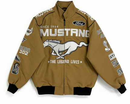Reworked Tan Ford Mustang NASCAR Racing Jacket