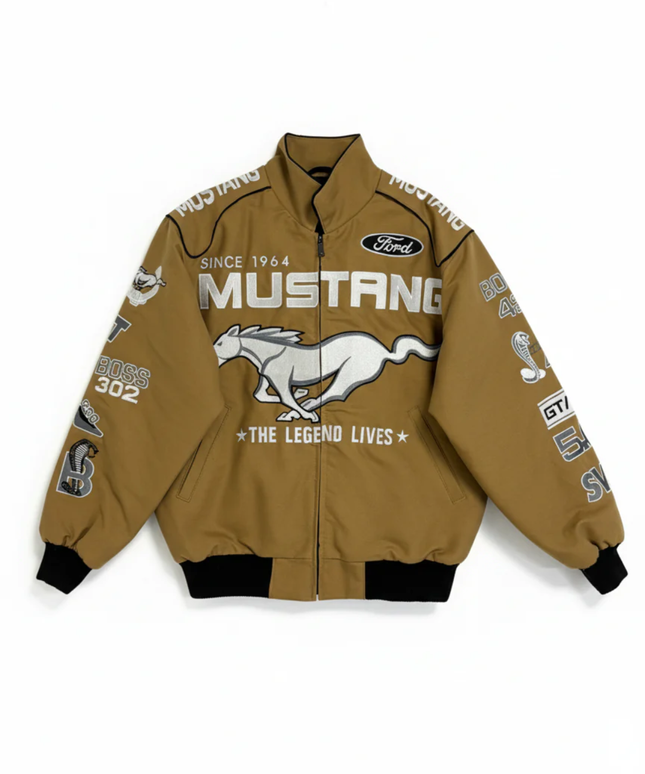 Reworked Tan Ford Mustang NASCAR Racing Jacket