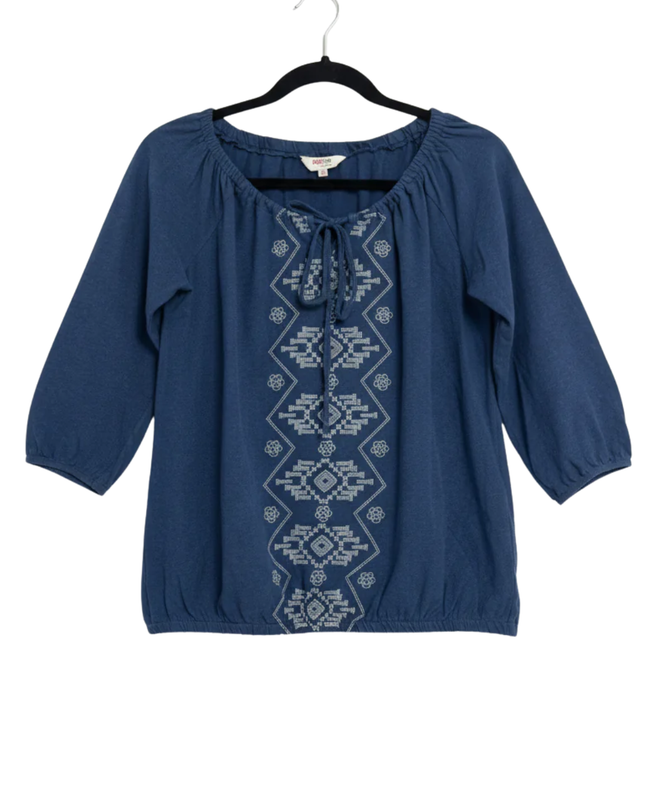 REDTAG Blue Embroidered Boho Blouse
