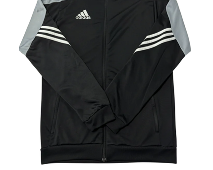 Adidas Black and Grey 3-Stripe Zip-Up Sports Jacket