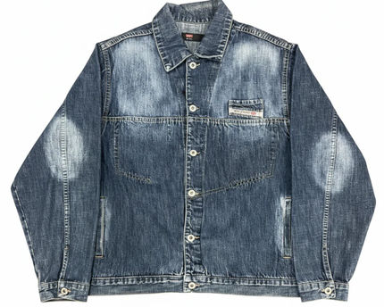 Diesel Blue Distressed Faded Denim Jacket
