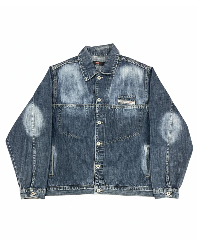 Diesel Blue Distressed Faded Denim Jacket