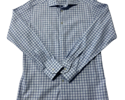 ETON Blue Checked Slim Fit Dress Shirt