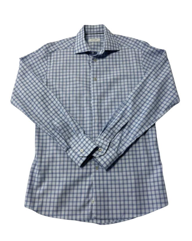 ETON Blue Checked Slim Fit Dress Shirt