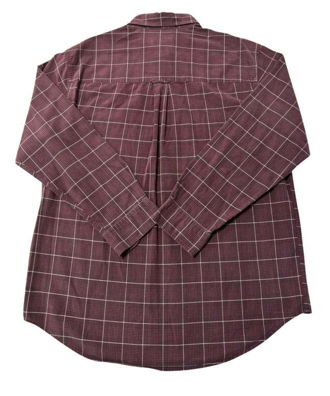 Chaps Ralph Lauren Burgundy Grid Check Cotton Button-Down Shirt