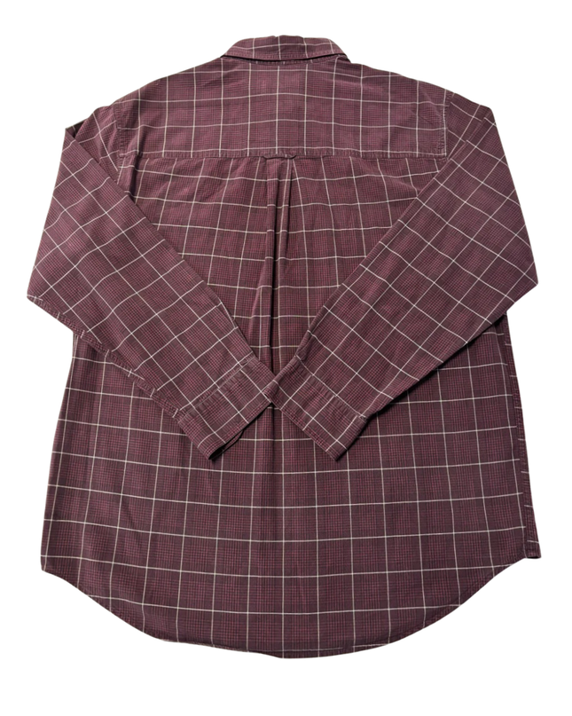 Chaps Ralph Lauren Burgundy Grid Check Cotton Button-Down Shirt