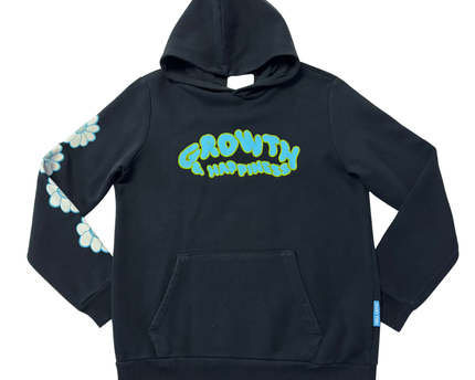 Bershka Black Growth & Happiness Graphic Hoodie