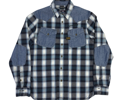 G-Star Raw Blue Plaid Denim Panel Shirt