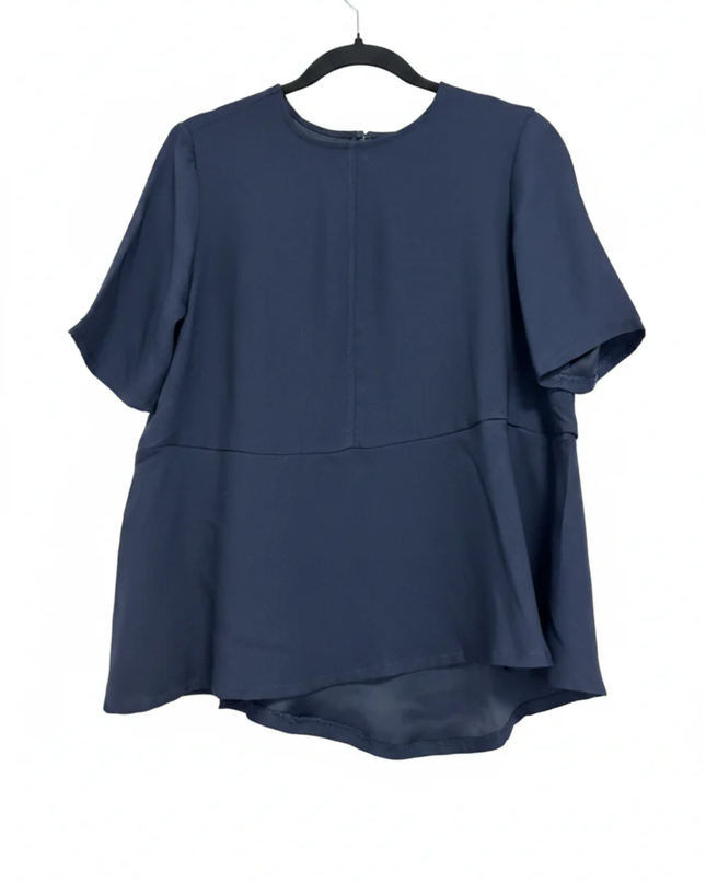 Tchibo Navy Blue Short Sleeve Peplum Blouse