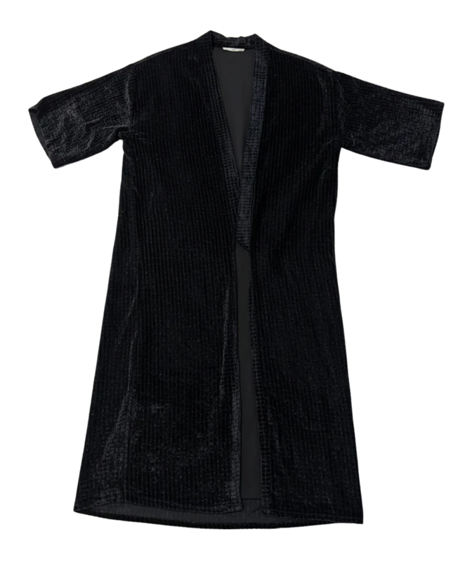 MNG SUIT Black Textured Velvet Open Front Duster Dress