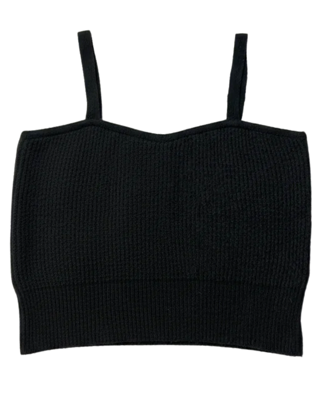 Primark Black Ribbed Knit Crop Top