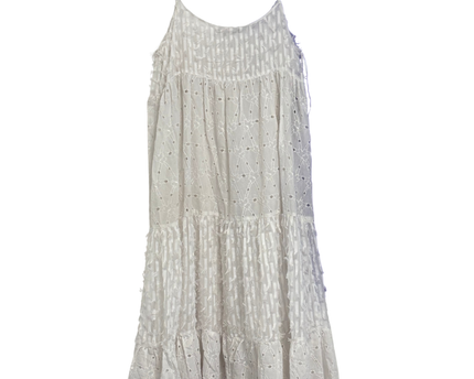 Zara White Embroidered Tiered Midi Dress