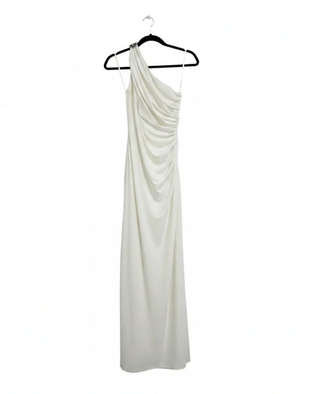 Lauren Ralph Lauren White Ruched One-Shoulder Evening Gown