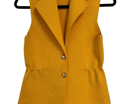 Zara Mustard Yellow Knit Buttoned Waistcoat Vest