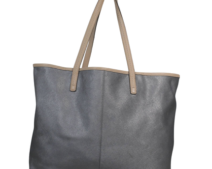 Coach Grey Metallic Crossgrain Leather Tote Bag