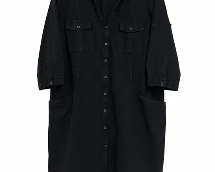 Mango Black Utility Shirt Dress