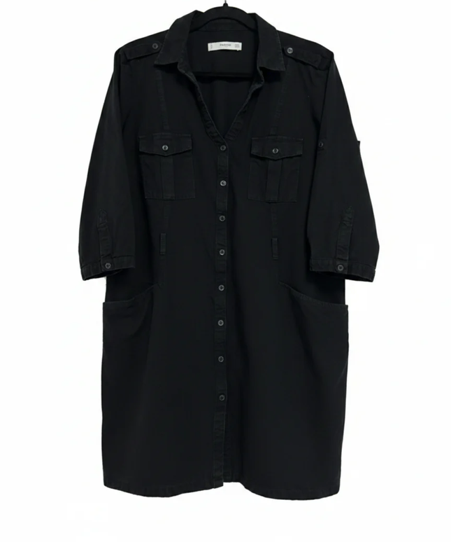 Mango Black Utility Shirt Dress