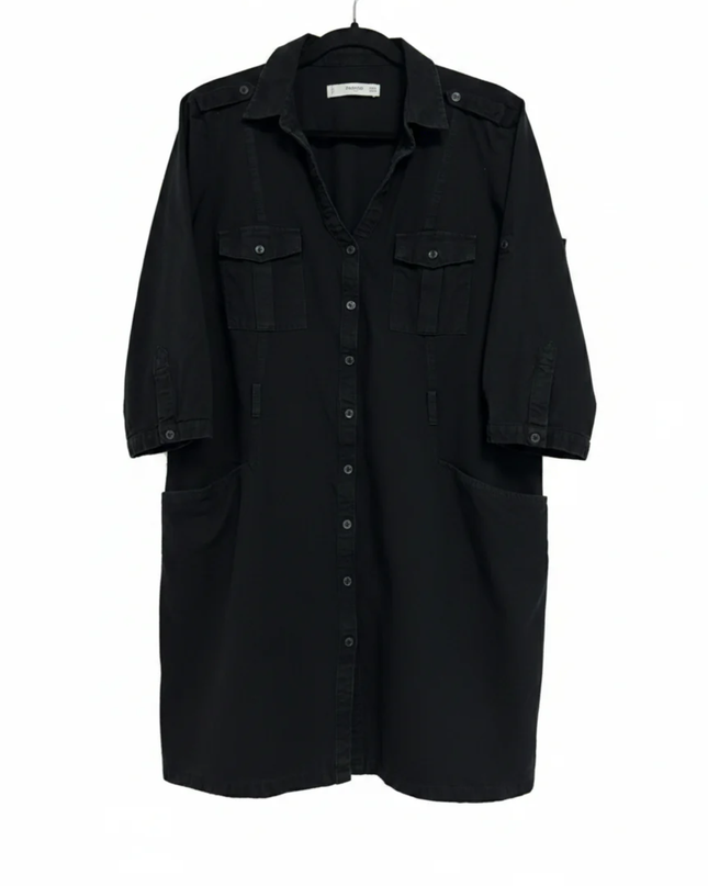 Mango Black Utility Shirt Dress