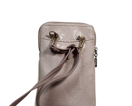 Guess Beige Quilted Monogram Mini Crossbody Bag