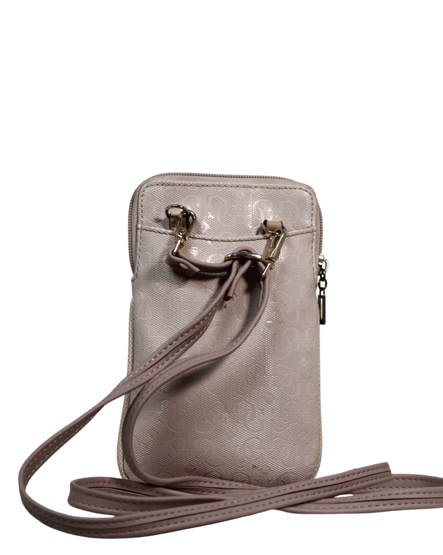 Guess Beige Quilted Monogram Mini Crossbody Bag