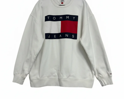 Tommy Jeans White Graphic Logo Crewneck Sweatshirt