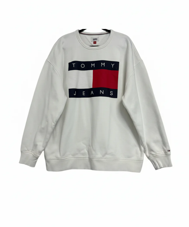 Tommy Jeans White Graphic Logo Crewneck Sweatshirt