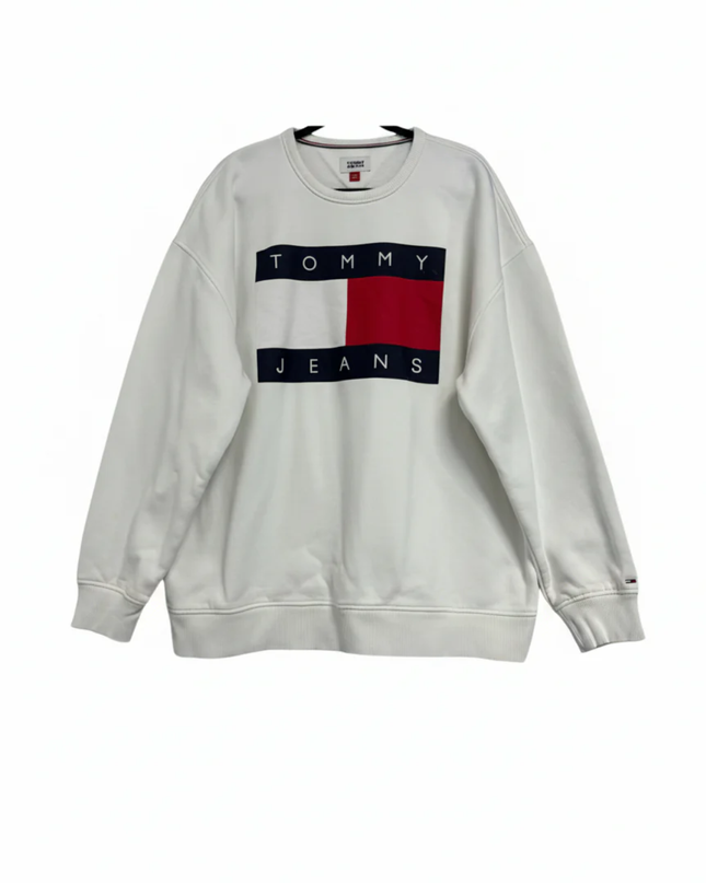 Tommy Jeans White Graphic Logo Crewneck Sweatshirt