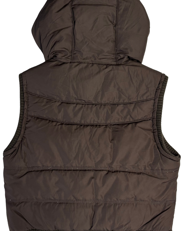 Aeropostale Brown Hooded Down Puffer Vest