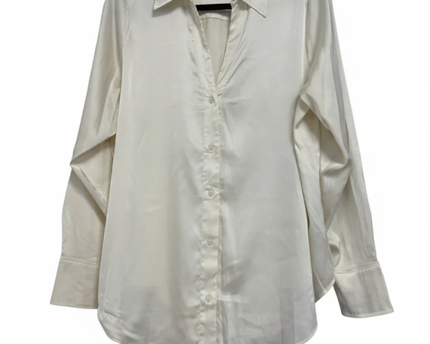 H&M Cream Satin-Finish Button-Down Shirt