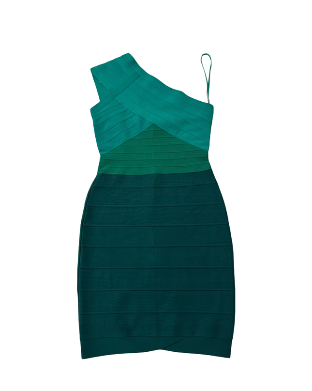 GISELLAnoir Emerald One-Shoulder Bandage Mini Dress W/TAG