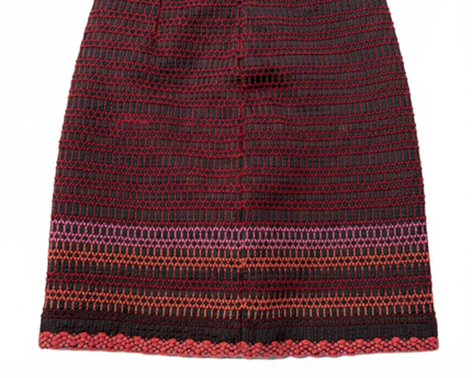 Aquascutum Red/Black Textured Wool-Silk Mini Skirt