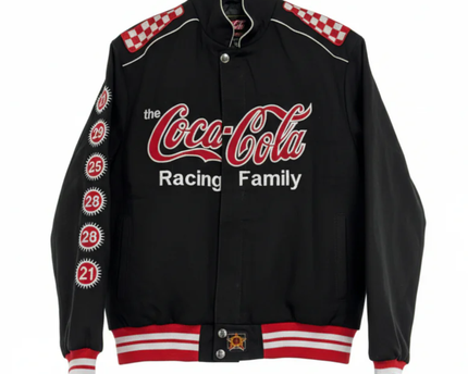 Reworked Black Coca-Cola Racing Family NASCAR Varsity Jacket