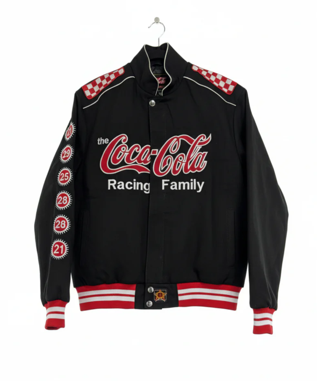 Reworked Black Coca-Cola Racing Family NASCAR Varsity Jacket
