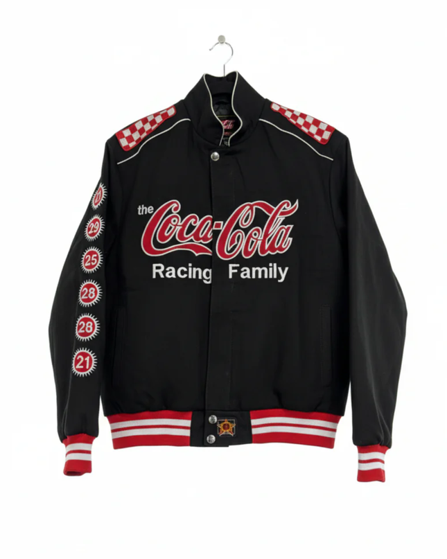 Reworked Black Coca-Cola Racing Family NASCAR Varsity Jacket