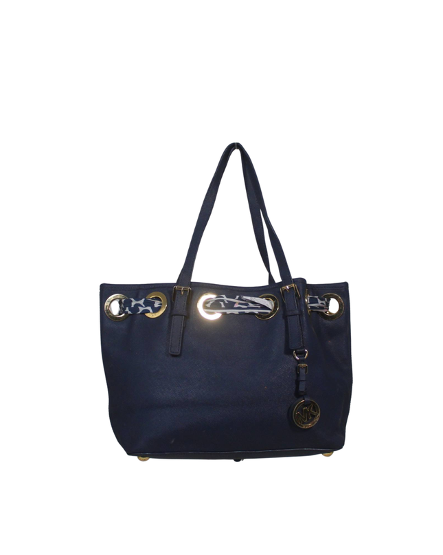 Michael Kors Navy Blue Tote Bag with Scarf Detail