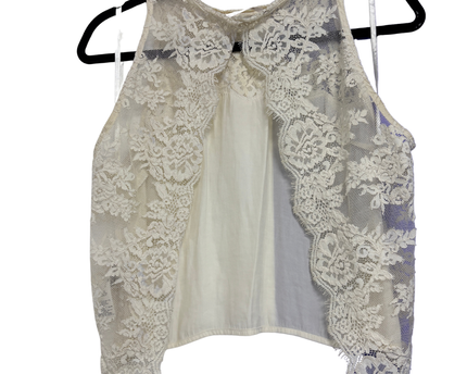 Free People Cream Lace Trim Halter Top