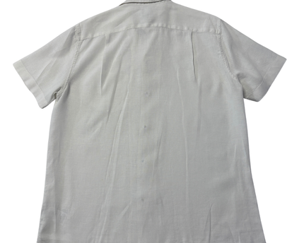 J.Crew Men's White Short Sleeve Linen Camp Collar Shirt