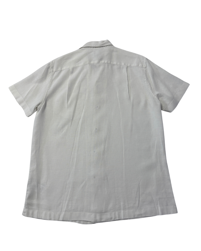 J.Crew Men's White Short Sleeve Linen Camp Collar Shirt