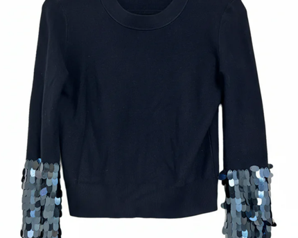 Zara Black Sequin Sleeve Knit Sweater